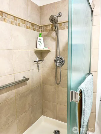 a bathroom with a shower