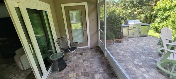 a view of a balcony with toilet