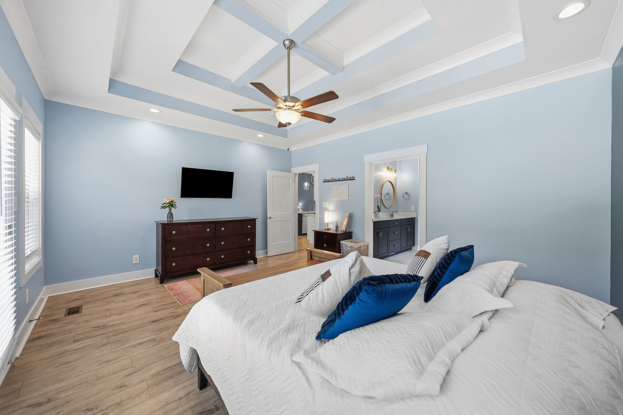 4334 Memory Lane Adams, TN 37010 - Photo 22 of 63 a bedroom with a bed window and a flat screen tv