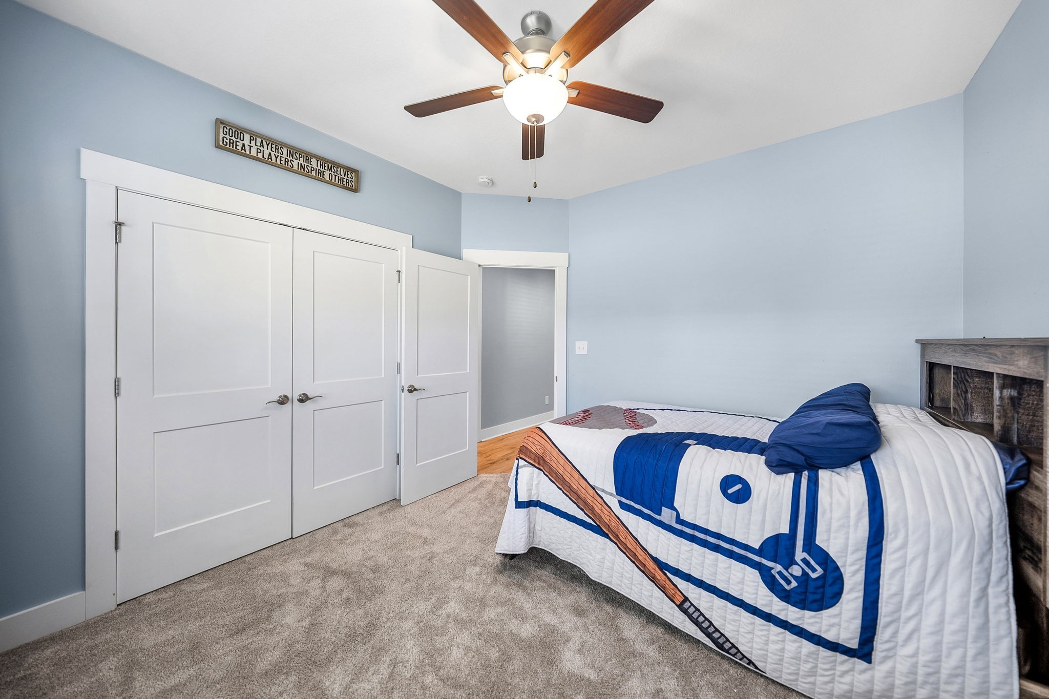 4334 Memory Lane Adams, TN 37010 - Photo 39 of 63 a bedroom with bed and a chandelier