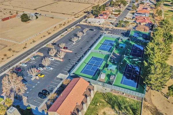 an aerial view of a yard