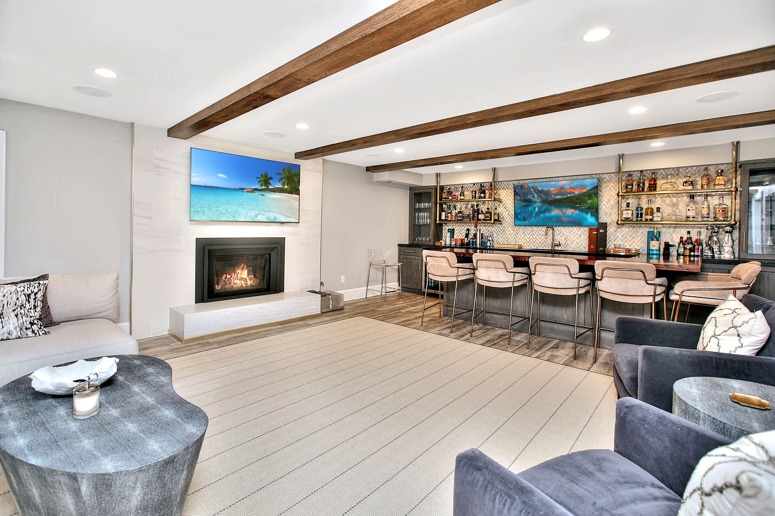 128 Dunning Road New Canaan, CT 06840 - Photo 34 of 49 a living room with furniture and a fireplace