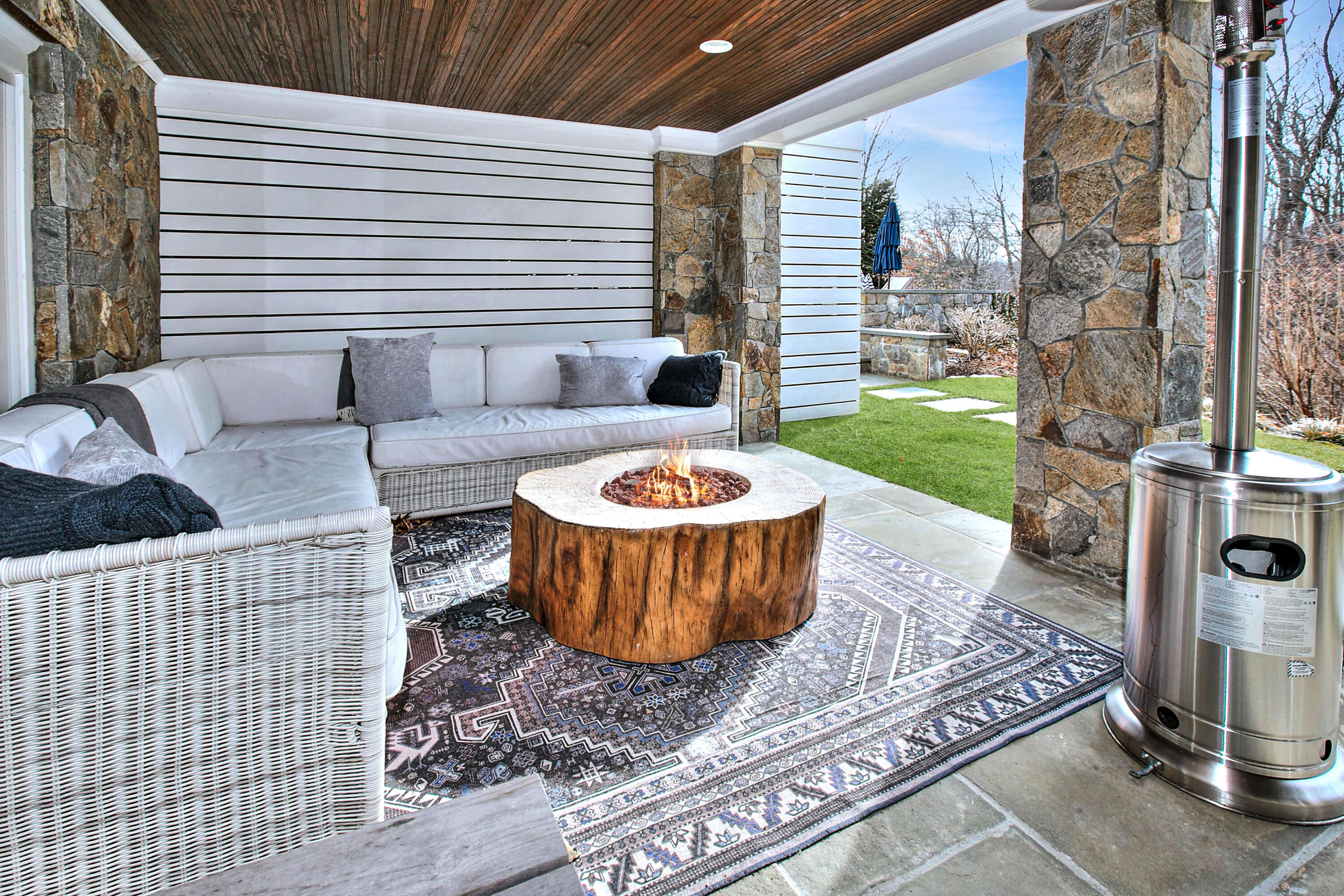 128 Dunning Road New Canaan, CT 06840 - Photo 39 of 49 a living room with furniture and a floor to ceiling window