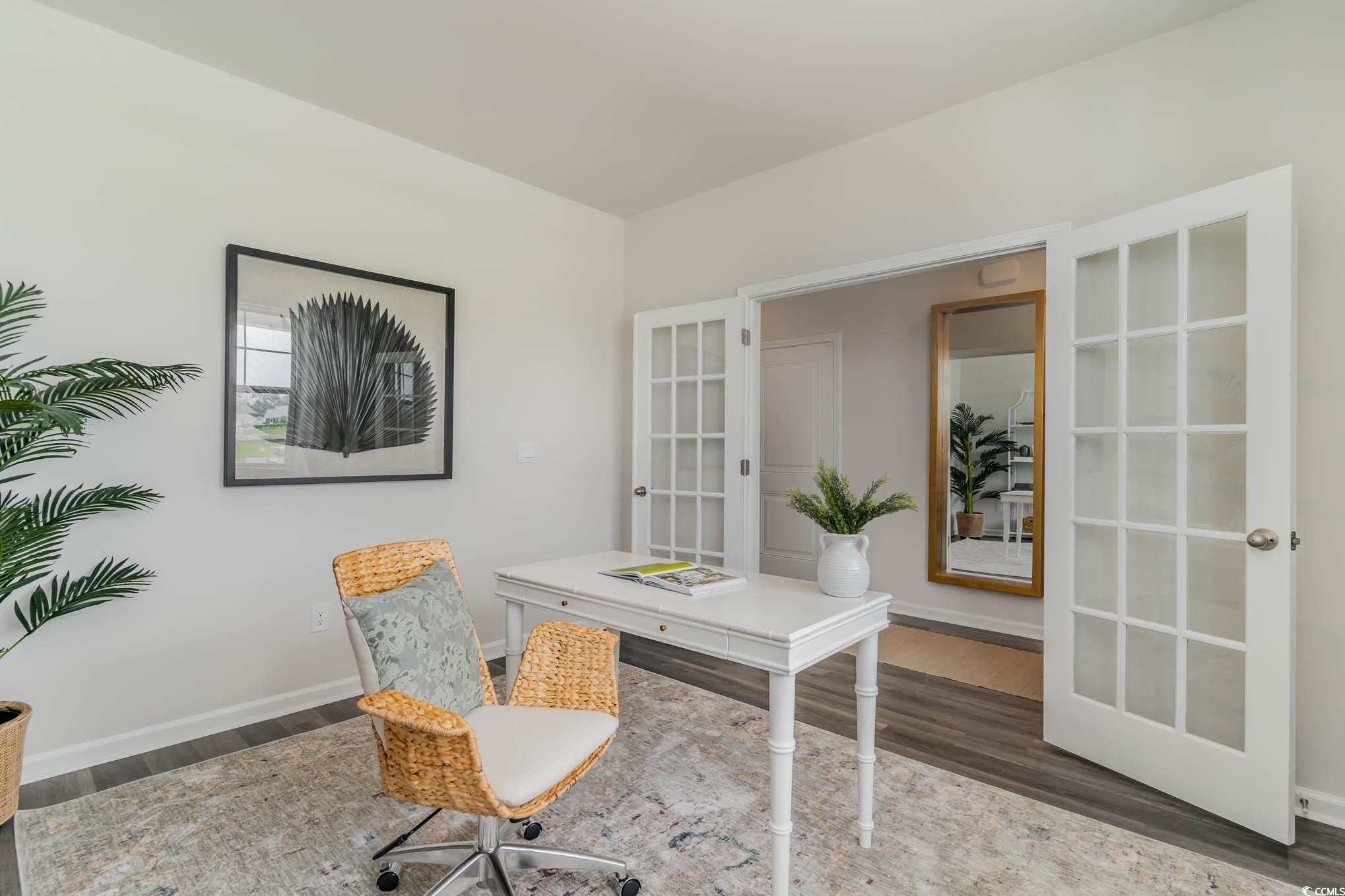 137 Homestead Way Myrtle Beach, SC 29588 - Photo 6 of 27 Home office with dark wood-type flooring and french doors