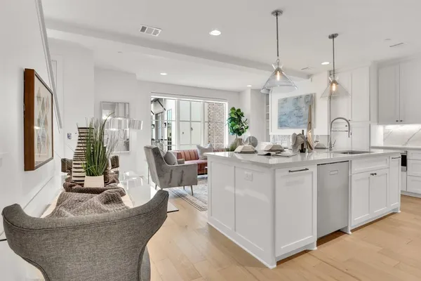 an aerial view of a house with a garden