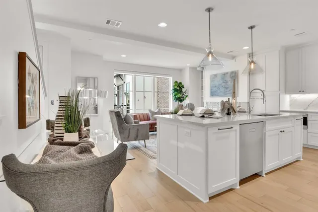 an aerial view of a house with a garden