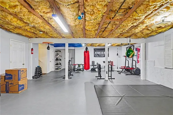 a view of a room with gym equipment