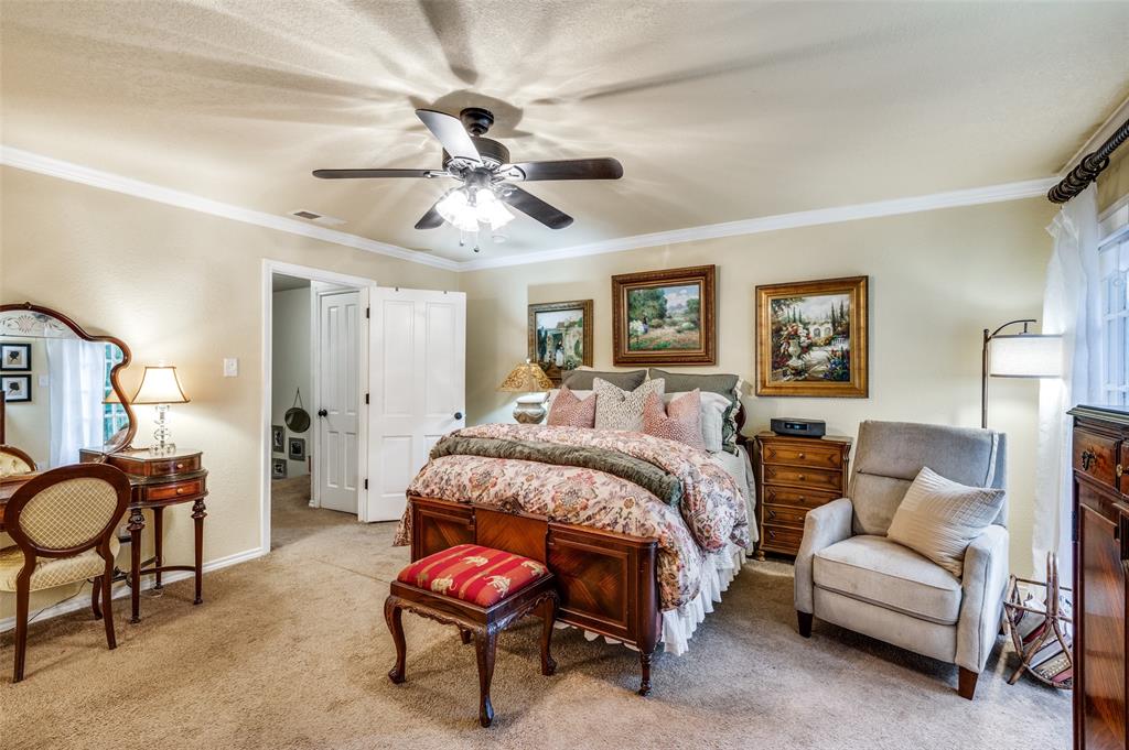 1349 Roaring Springs Road Fort Worth, TX 76114 - Photo 15 of 30 Primary Bedroom with Fren ceiling fan, and light carpet
