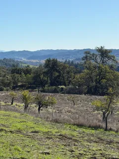 a view of a lake with mountains in the background