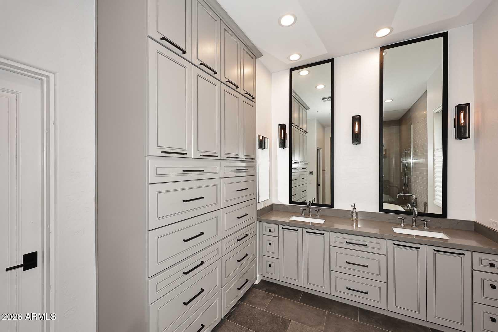 2979 South Lookout Ridge Gold Canyon, AZ 85118 - Photo 17 of 51 a bathroom with a granite countertop sink mirror and double