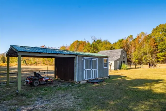 a view of a porch with a yard