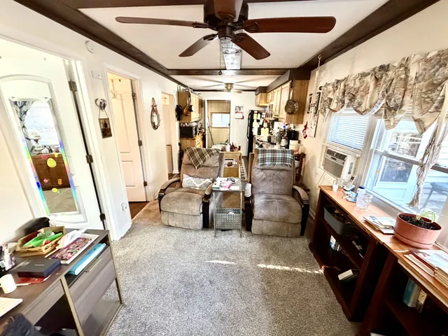 a view of a room with racks on the wall