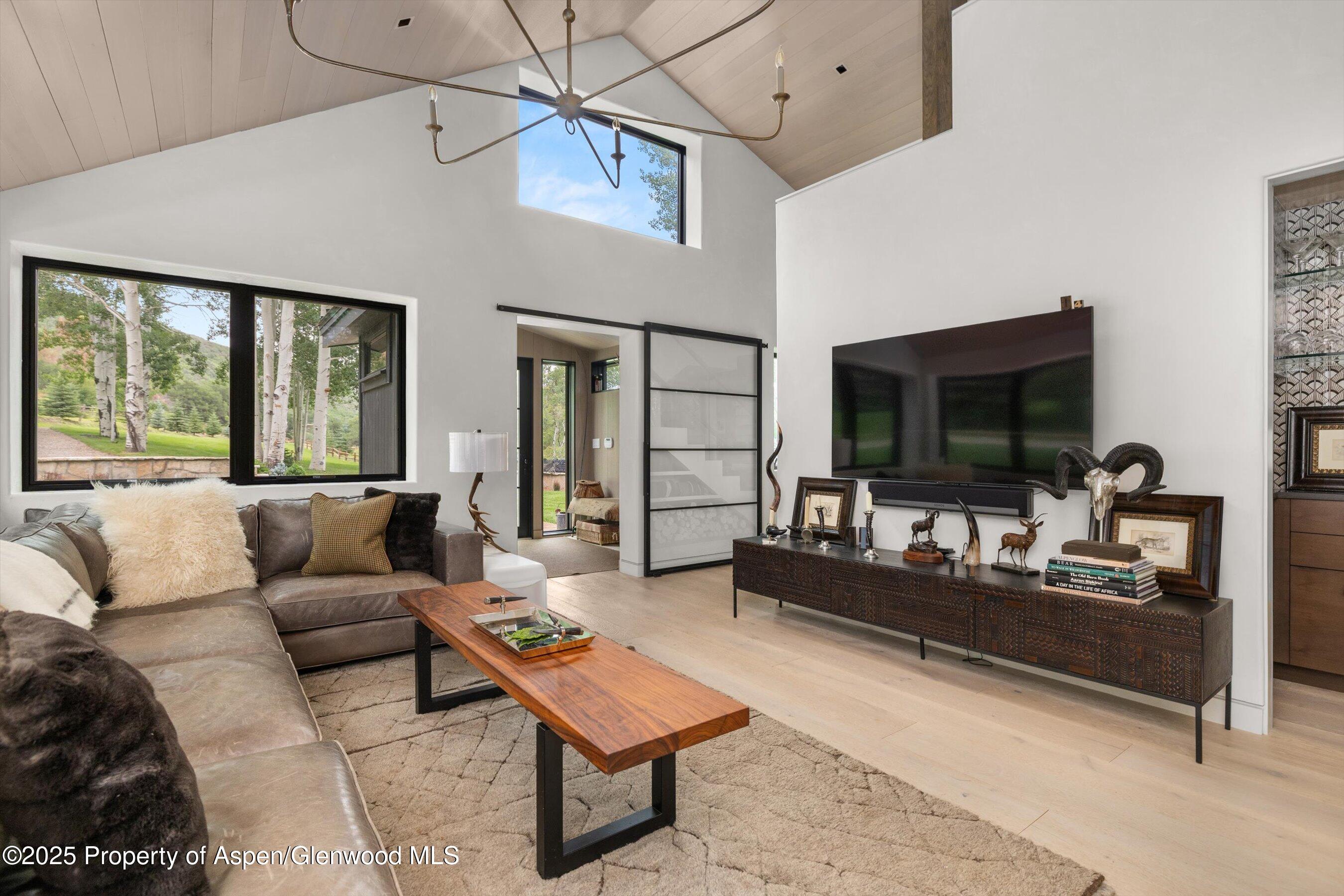 6458 Snowmass Creek Road Snowmass, CO 81654 - Photo 36 of 114 a living room with furniture and a flat screen tv