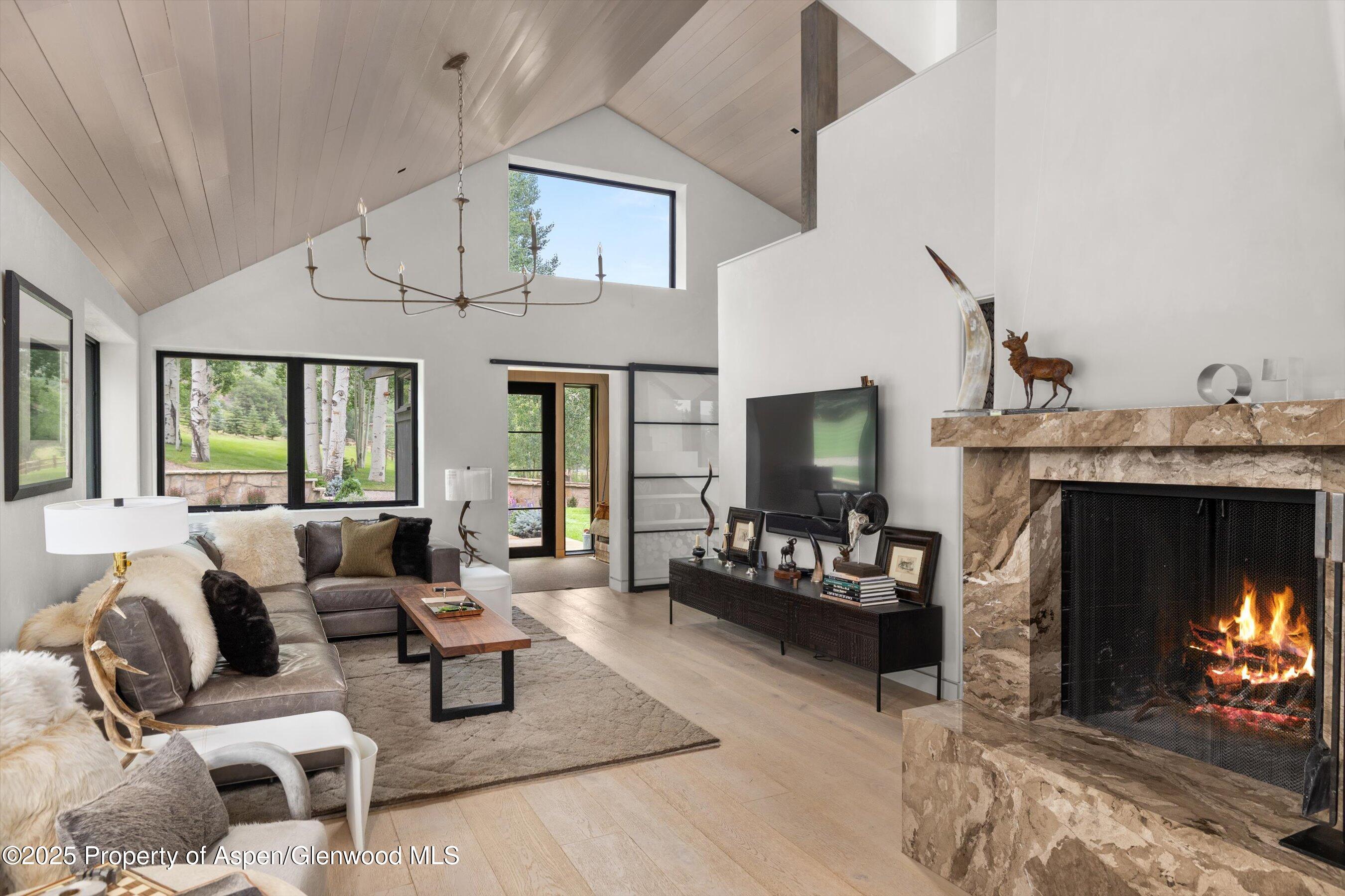 6458 Snowmass Creek Road Snowmass, CO 81654 - Photo 38 of 114 a living room with furniture and a fireplace