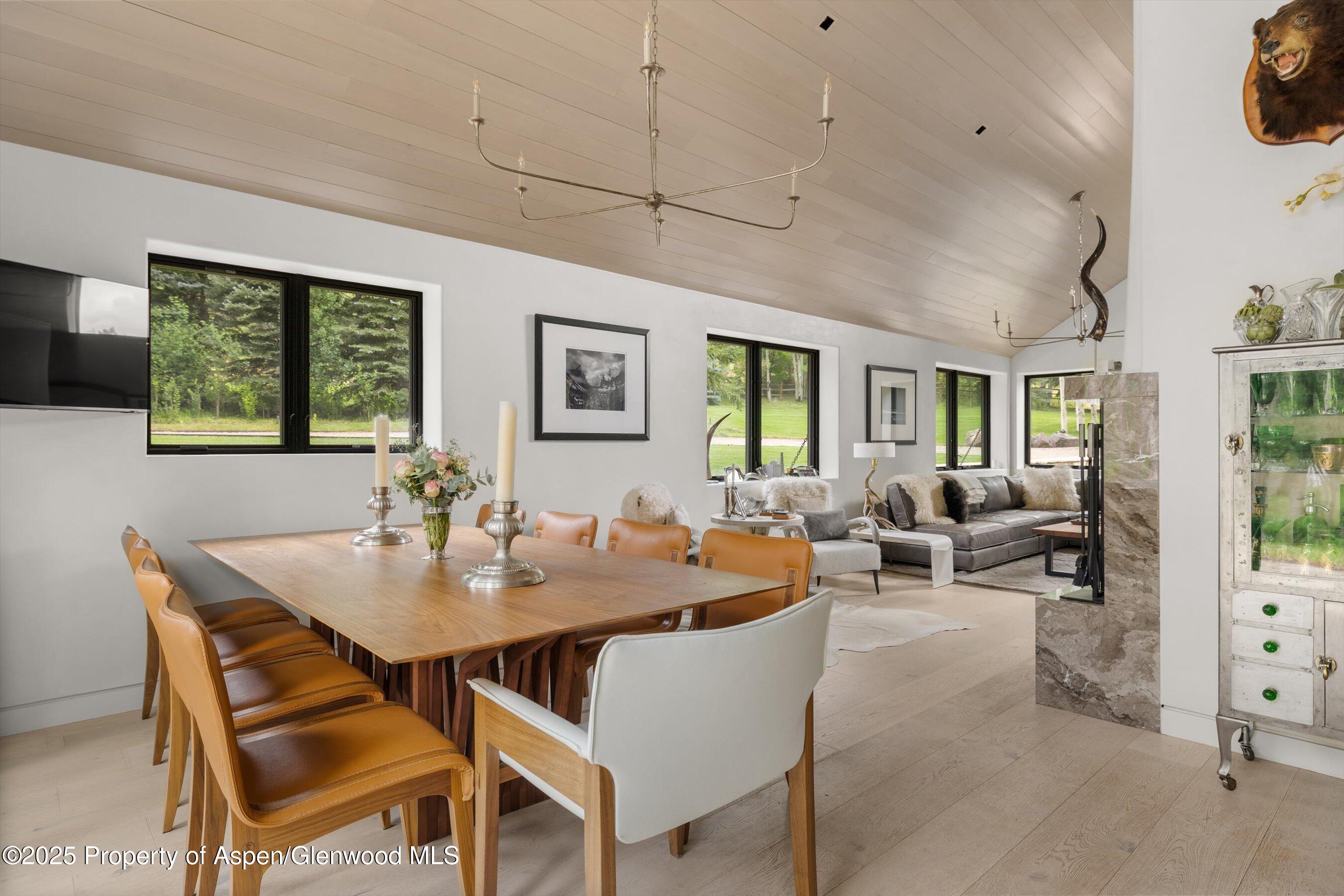 6458 Snowmass Creek Road Snowmass, CO 81654 - Photo 42 of 114 a view of a dining room with furniture and a potted plant