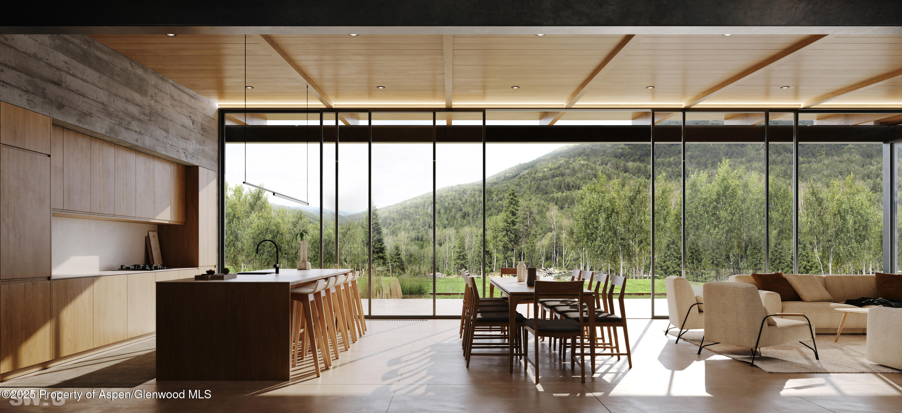 6458 Snowmass Creek Road Snowmass, CO 81654 - Photo 99 of 114 a living room with furniture and a floor to ceiling window