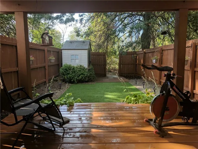 a view of a backyard with a garden and plants