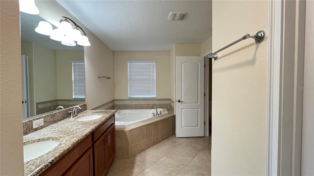 15401 Porter Road Winter Garden, FL 34787 - Photo 40 of 59 a spacious bathroom with a granite countertop sink mirror and bathtub