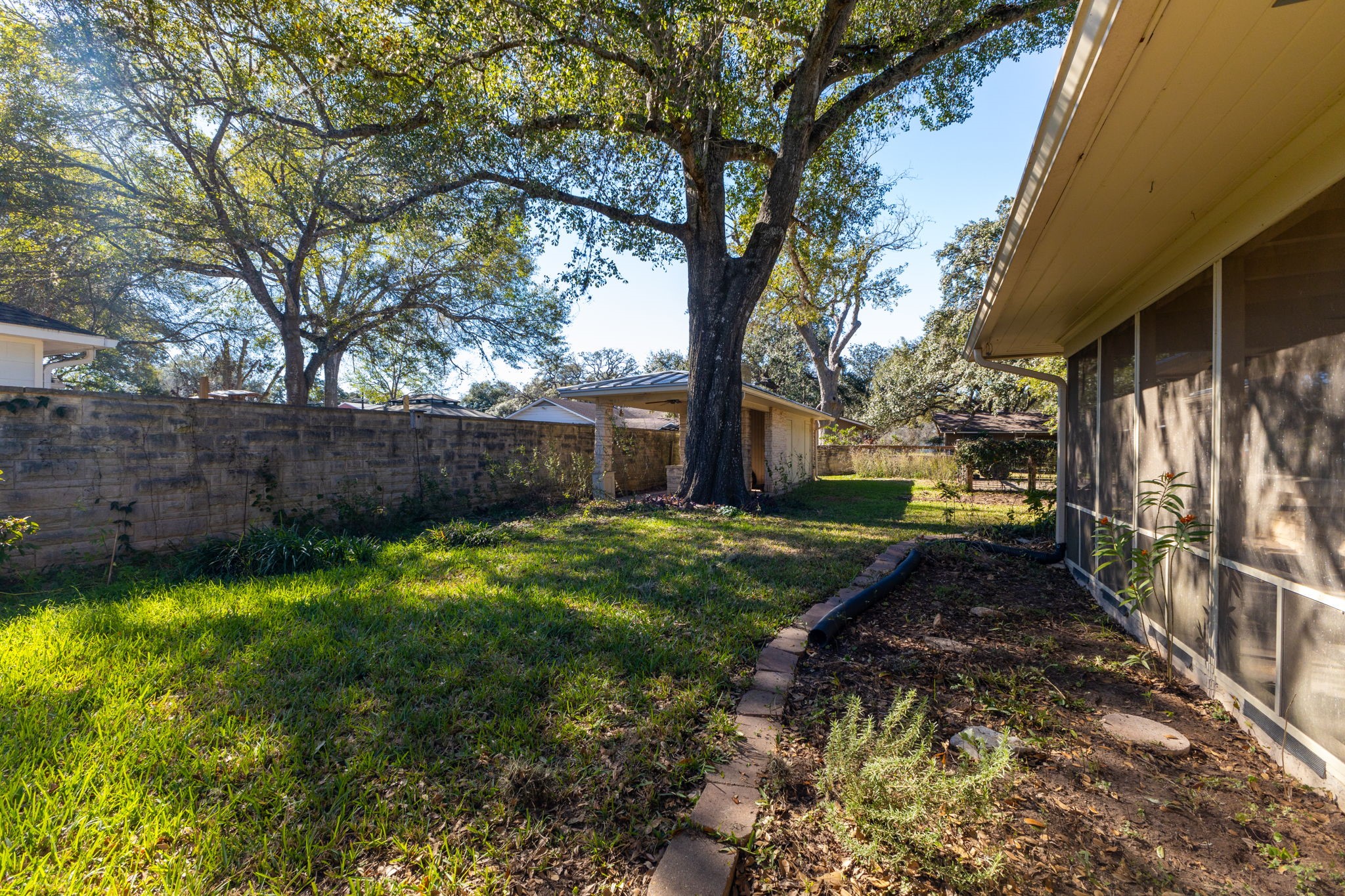 301 Bonham Street Columbus, TX 78934 - Photo 35 of 44 a backyard of a house with lots of green space