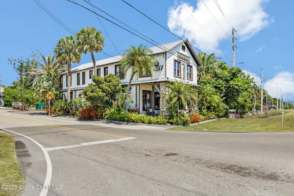 a view of a palm trees front of the house