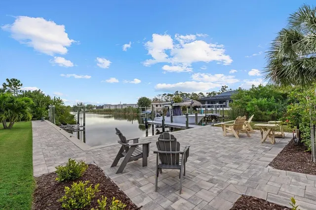 a sunset view with a lake