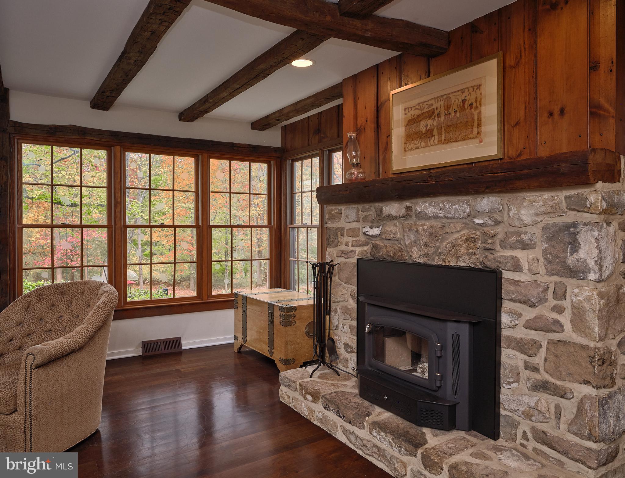 3515 Windy Bush Road New Hope, PA 18938 - Photo 15 of 41 Stone Wood Burning Fireplace