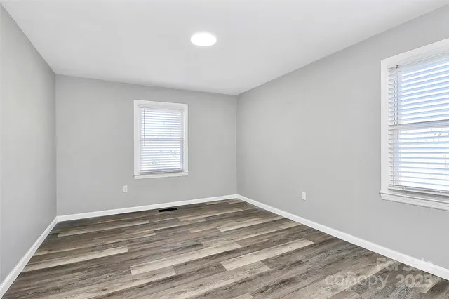 a view of a room with a window