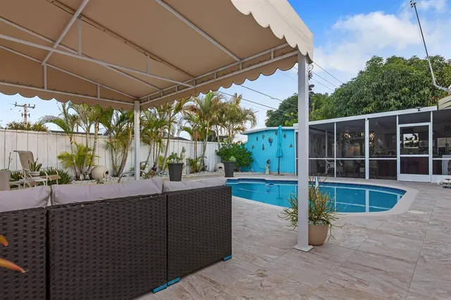 a view of a backyard with a garden