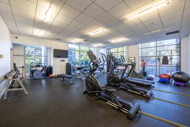a view of a room with gym equipment