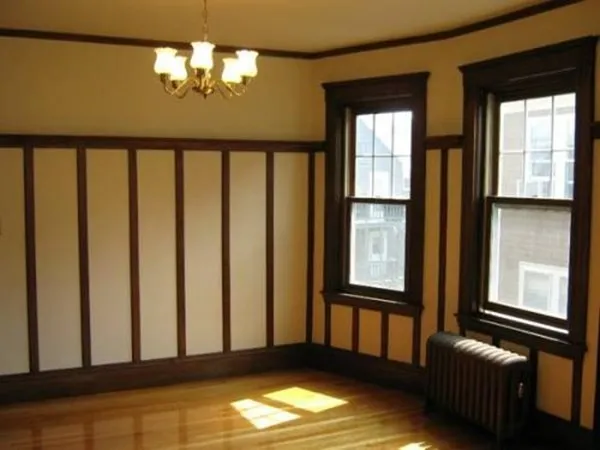 a view of staircase with large window