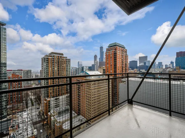 a view of city from a balcony