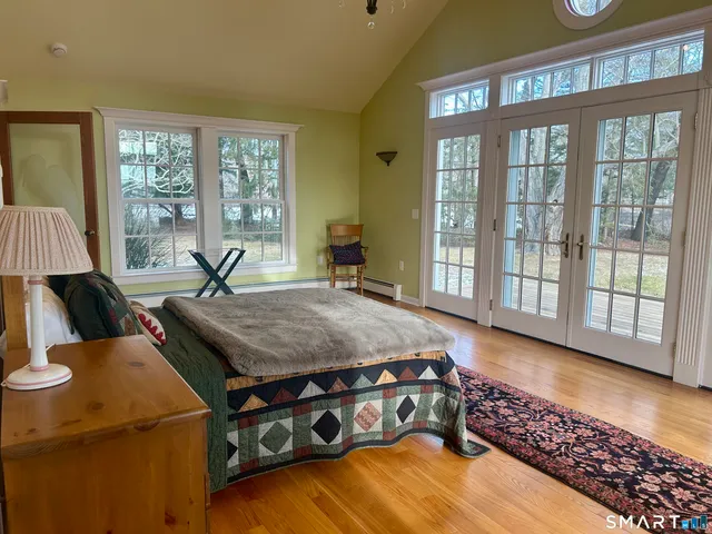 a living room with a large window