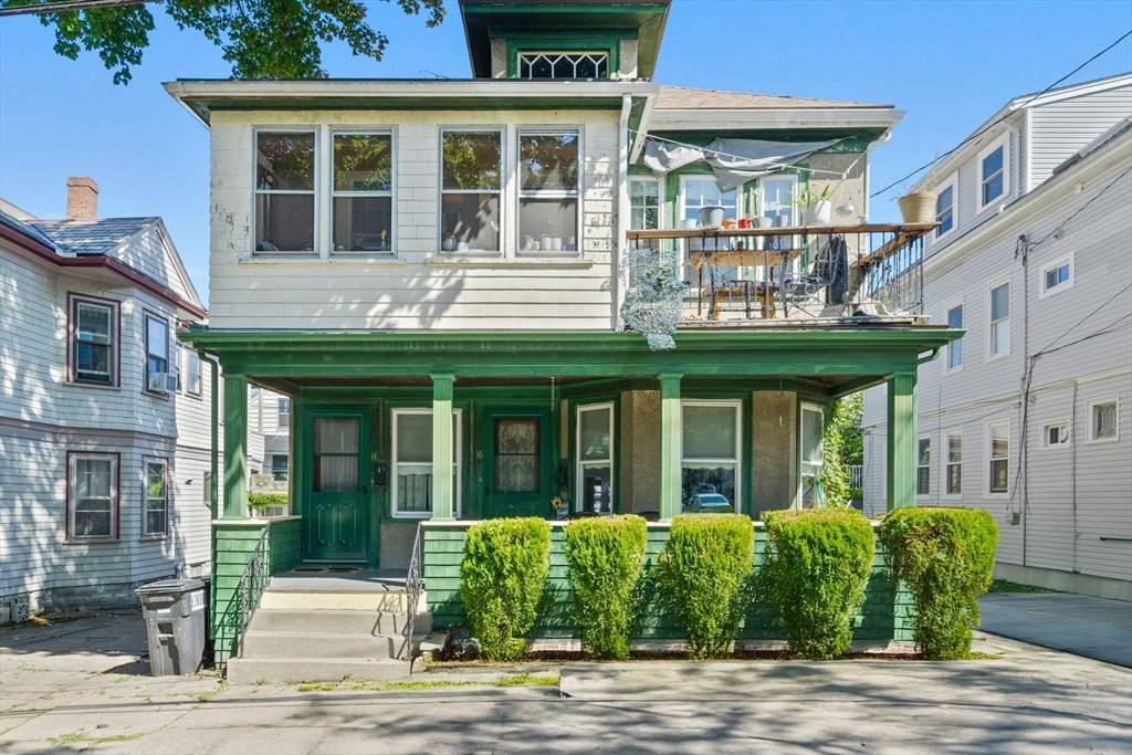 a view of a building with a window