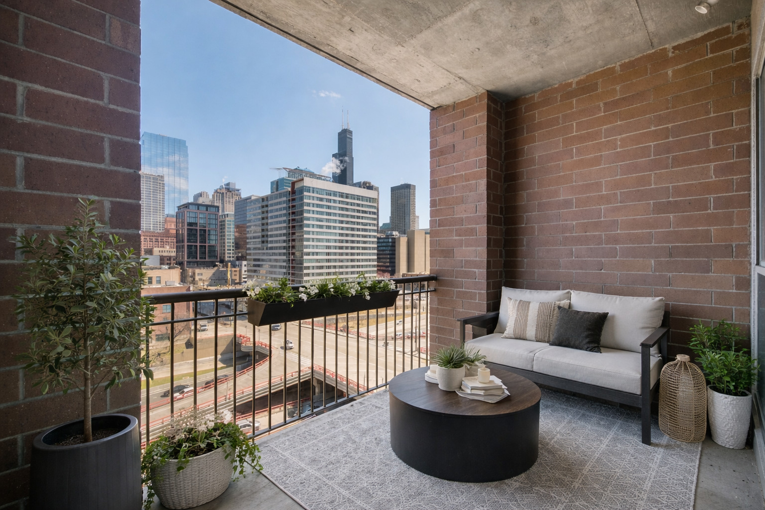 720 West Randolph Street, Unit 905 Chicago, IL 60661 - Photo 20 of 30 a view of a patio with couches and a potted plant