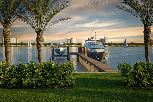 a view of a garden and lake