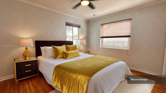 a bedroom with bed and window