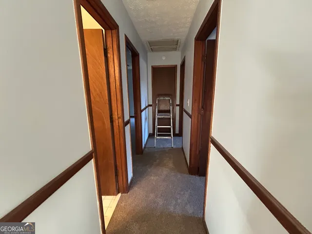 a view of a hallway and closet