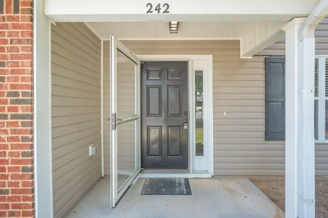 a view of wooden door