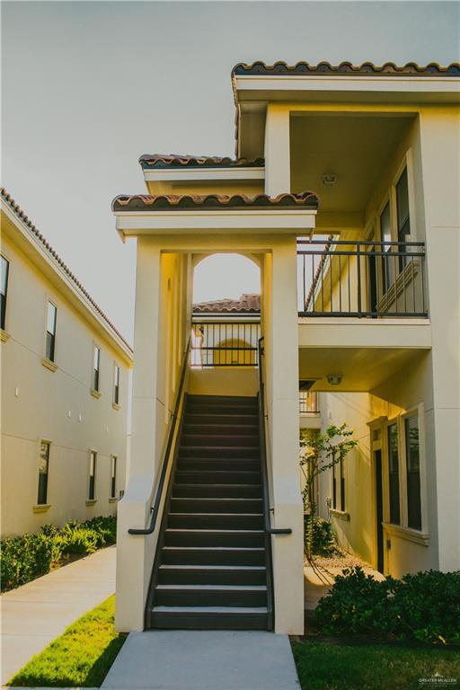 a view of a building with a ocean view