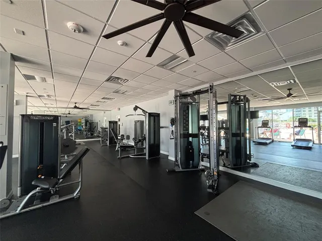 a view of a room with gym equipment