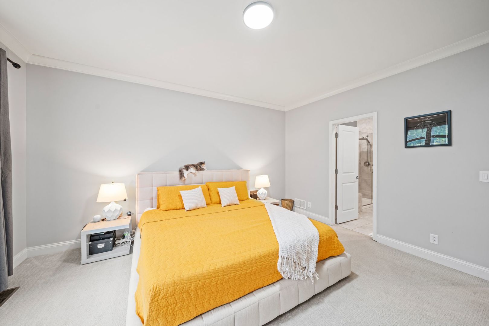 265 South Pointe Avenue South Elgin, IL 60177 - Photo 18 of 43 a bed sitting in a bedroom next to a lamp