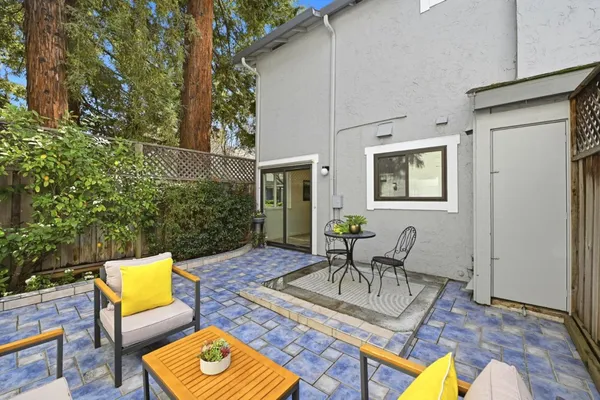 a outdoor space with patio area