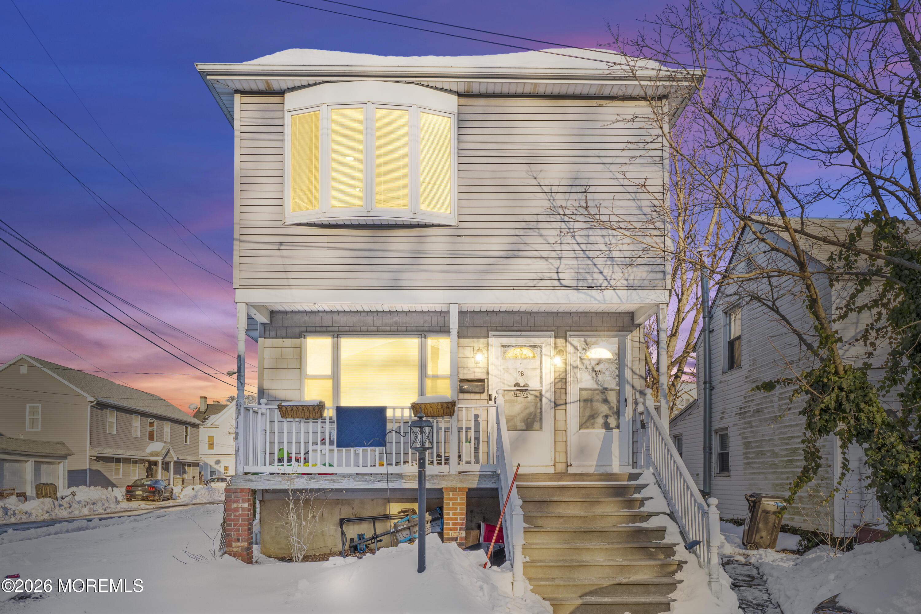 a view of steet with deck