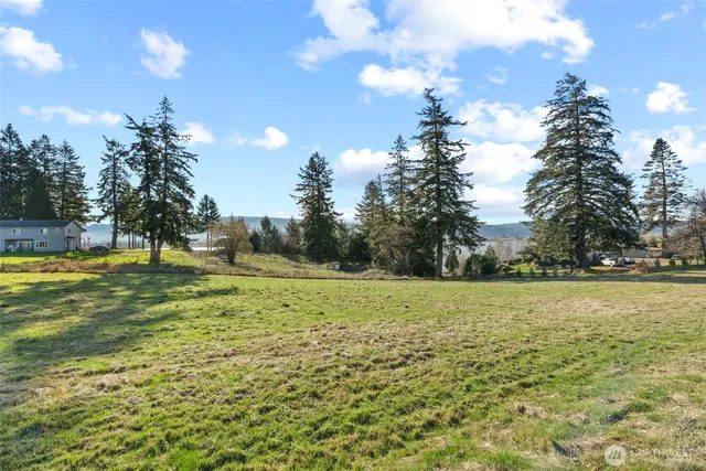 a view of a golf course with a lake