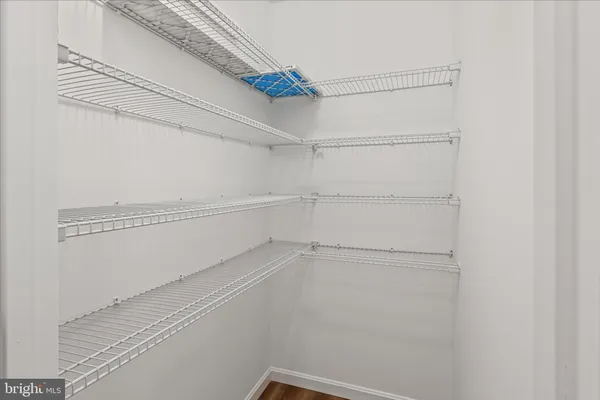 a view of an empty walk in closet