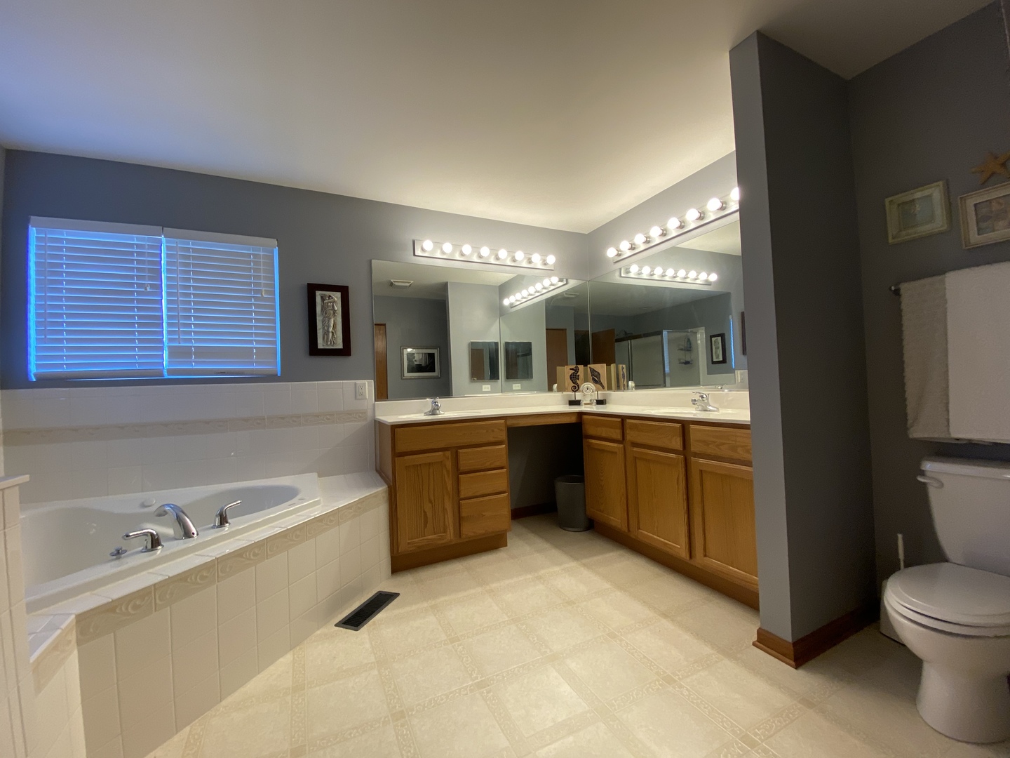 215 Wilkins Road Sycamore, IL 60178 - Photo 17 of 28 a large bathroom with a sink a large mirror and a bathtub