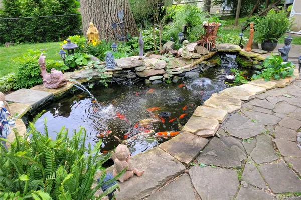 a view of a lake with outside area