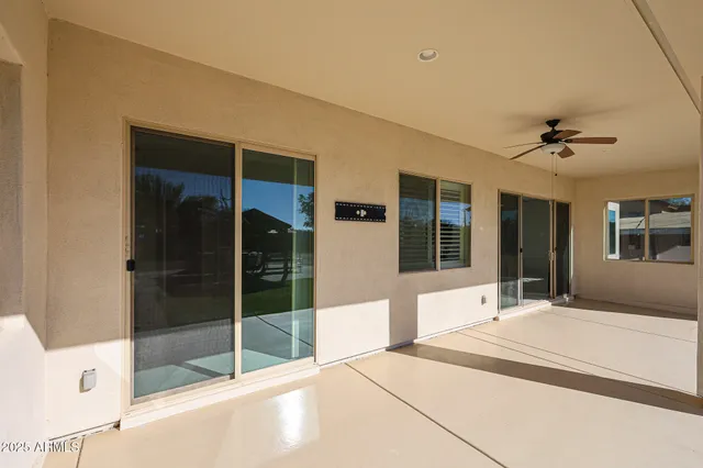 a garden view with a seating space