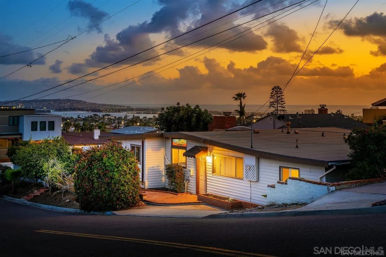 a view of a building with a garden