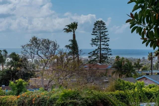 a backyard of a house with potted plants